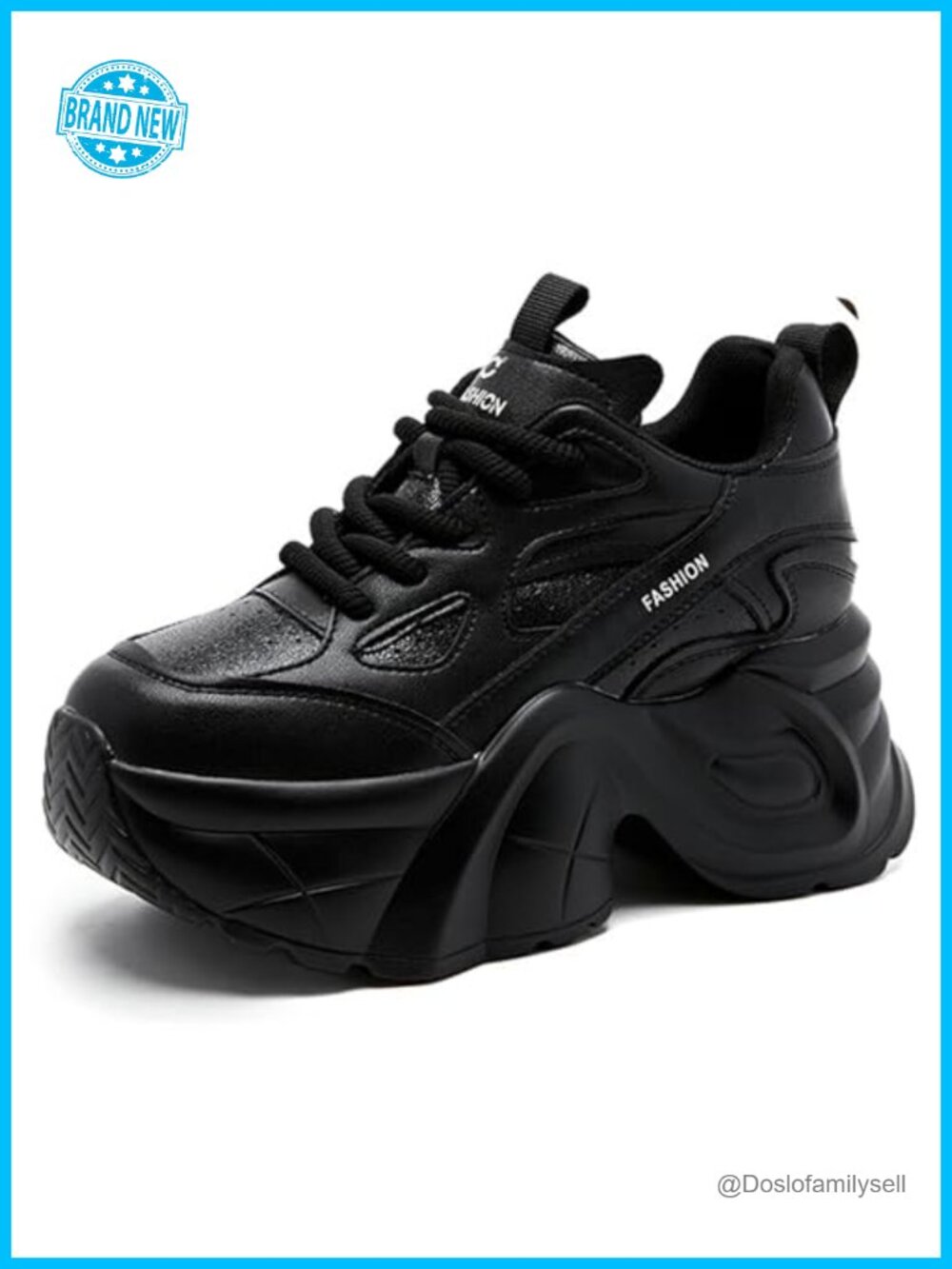 Women's Chunky Platform Faux Leather Walking Sneakers Lace Up Wedge Comfort